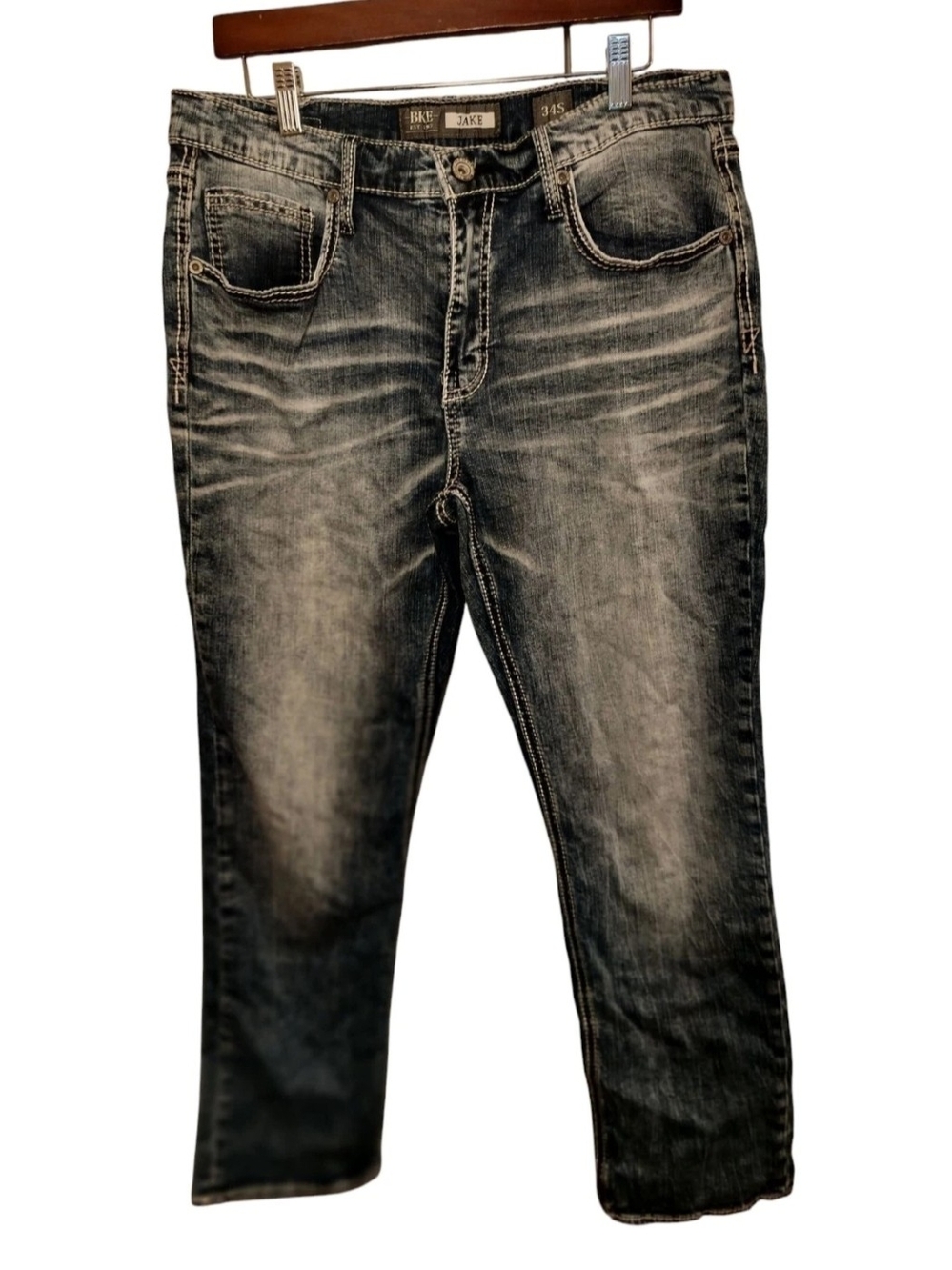 Men's BKE JAKE Straight Leg Light Wash Blue Jeans 34x28" 34S Stretch